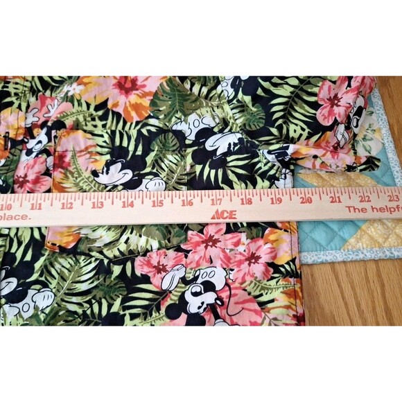 Mens Disney Mickey Mouse Tropical Floral Button Hawaiian Cotton Shirt Vacation S - Picture 10 of 12